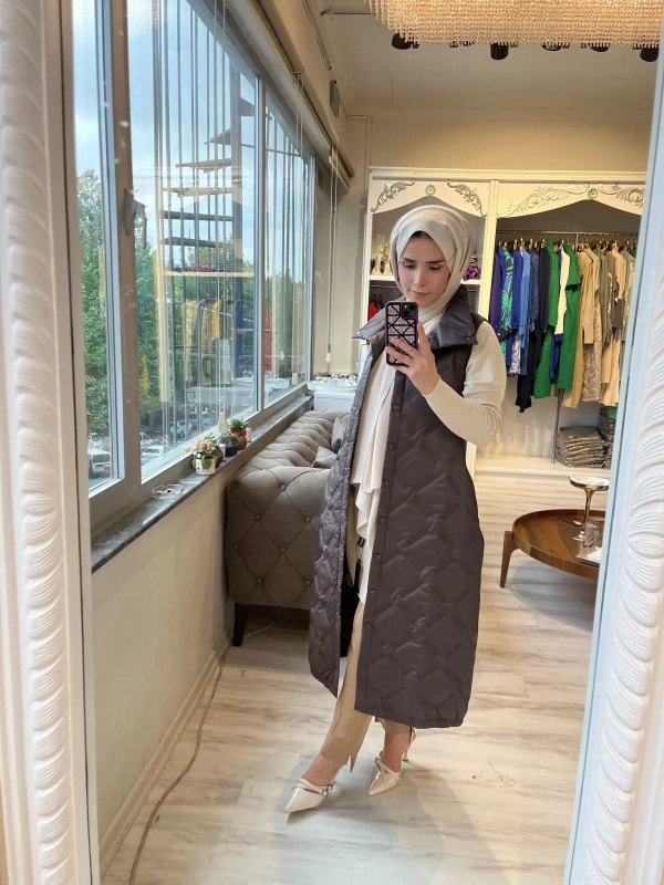 İNVEE 6916 Kapitone Kahve Yelek