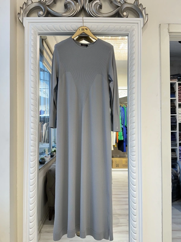 İNVEE 6931 Triko Elbise - Gri