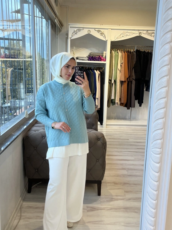 İNVEE 6939 Triko Hırka - Çağla