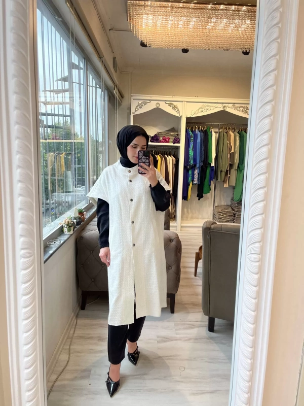 İNVEE 6946 Ekru Tüvit Yelek