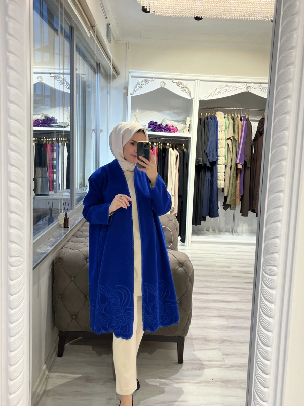 İNVEE 6949 Nakışlı Kaşe Kap - Sax