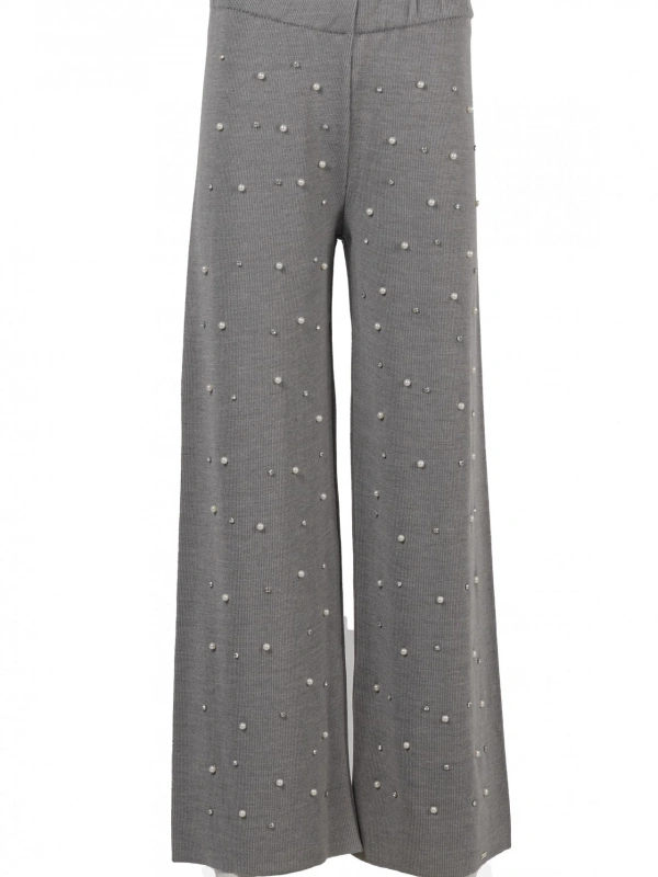 İNVEE 6950 İncili Triko Pantolon - Gri