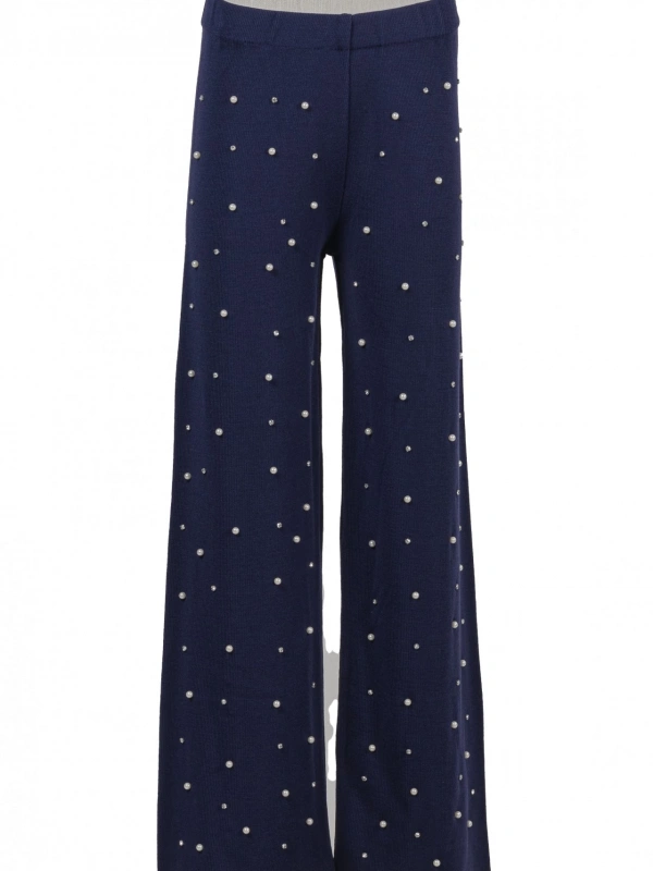 İNVEE 6950 İncili Triko Pantolon - Mor