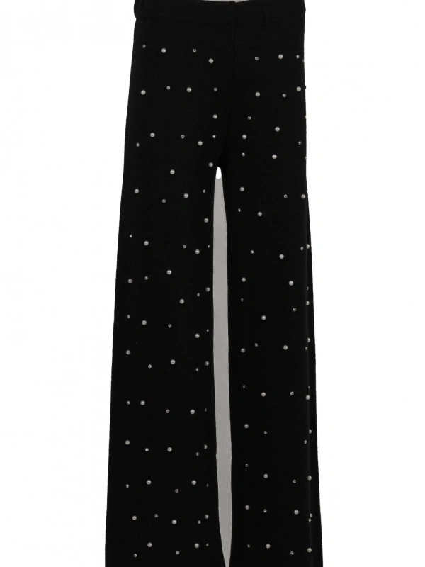 İNVEE 6950 İncili Triko Pantolon - Siyah