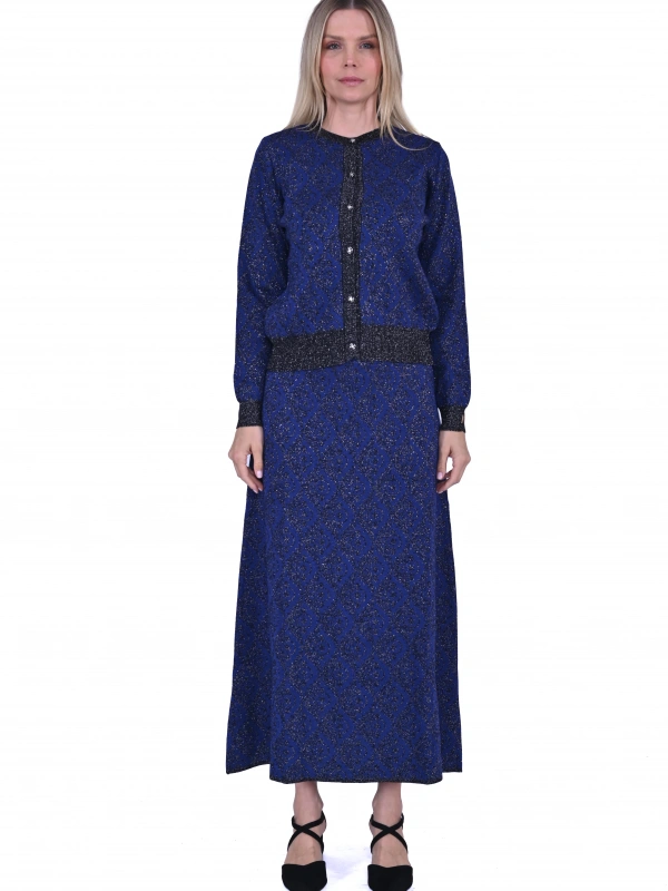 İNVEE 6951 Yün Karışımlı Triko Takım - Sax