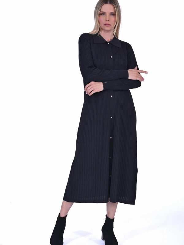 İNVEE 6975 Yün Karışımlı Triko Hırka - Antrasit