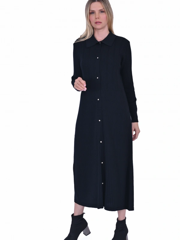 İNVEE 6975 Yün Karışımlı Triko Hırka - Siyah