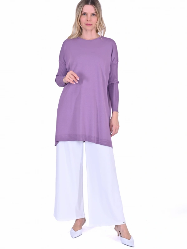 İNVEE 6976 Triko Tunik - Eflatun