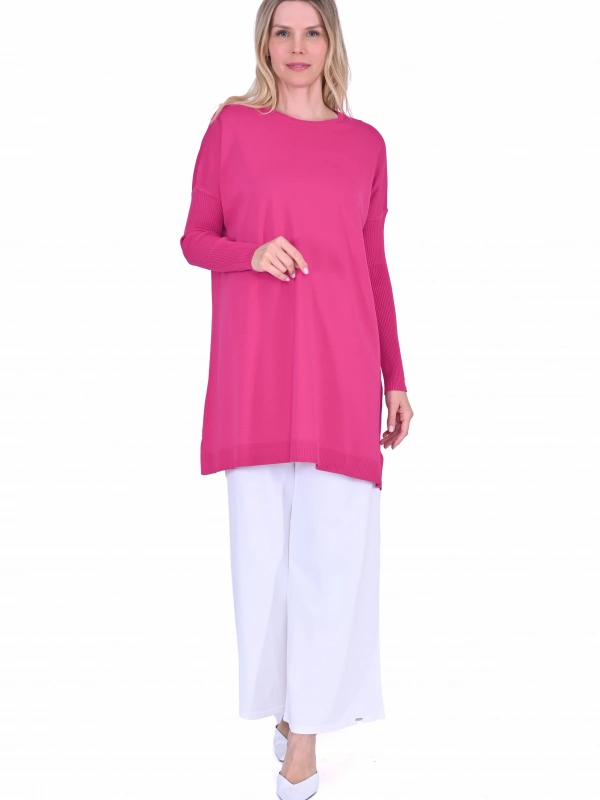İNVEE 6976 Triko Tunik - Fuşya