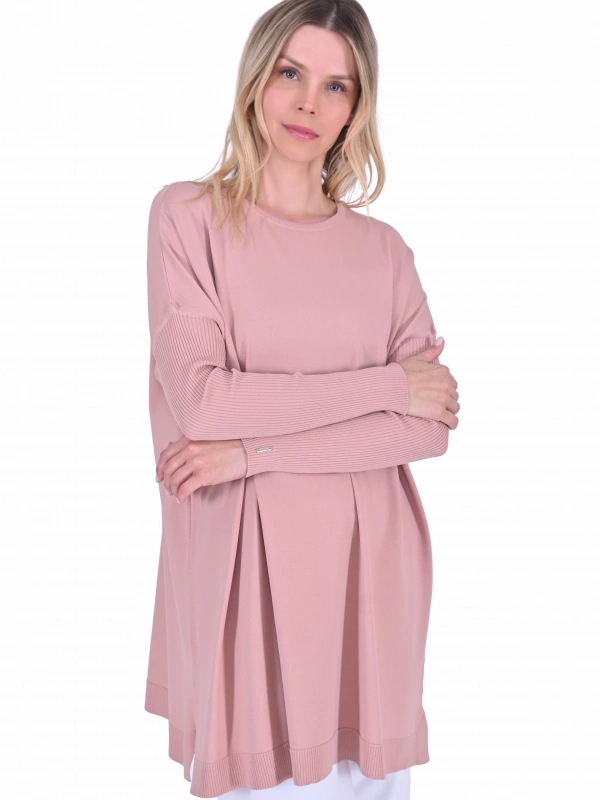 İNVEE 6976 Triko Tunik - Pudra