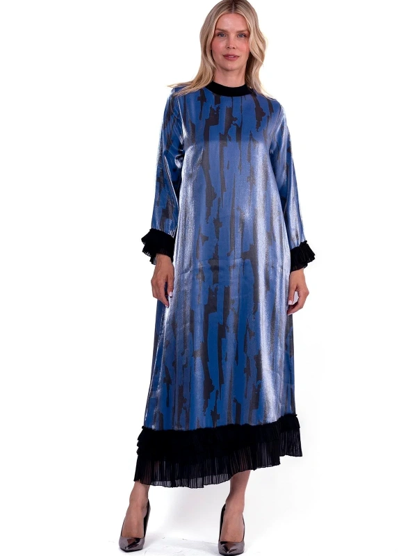 İNVEE 6979 Eteği Asimetrik Lacivert Elbise