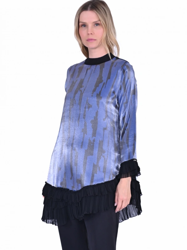 İNVEE 6980 Eteği Asimetrik Lacivert Tunik