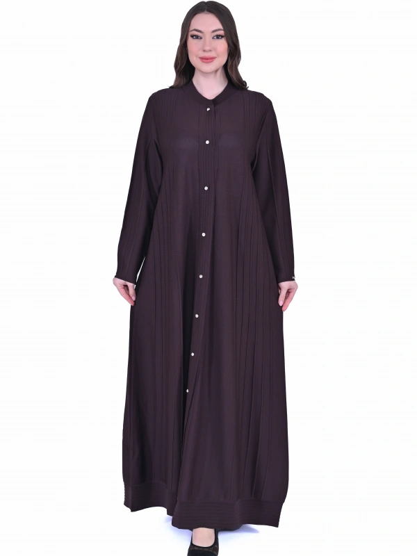 İNVEE 6988 Nervürlü Kahverengi Triko Hırka