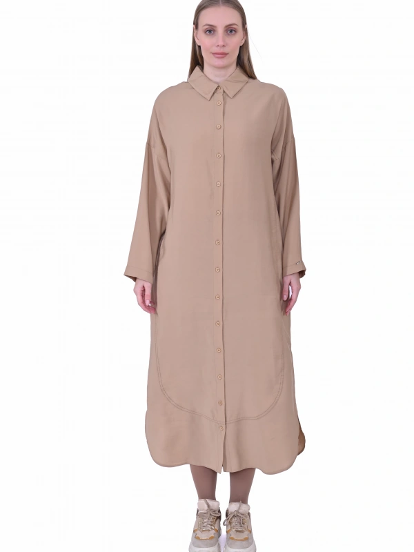 İNVEE 7010 Uzun Gömlek - Camel