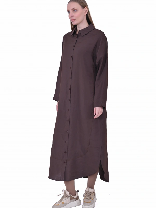 İNVEE 7010 Uzun Gömlek - Kahverengi