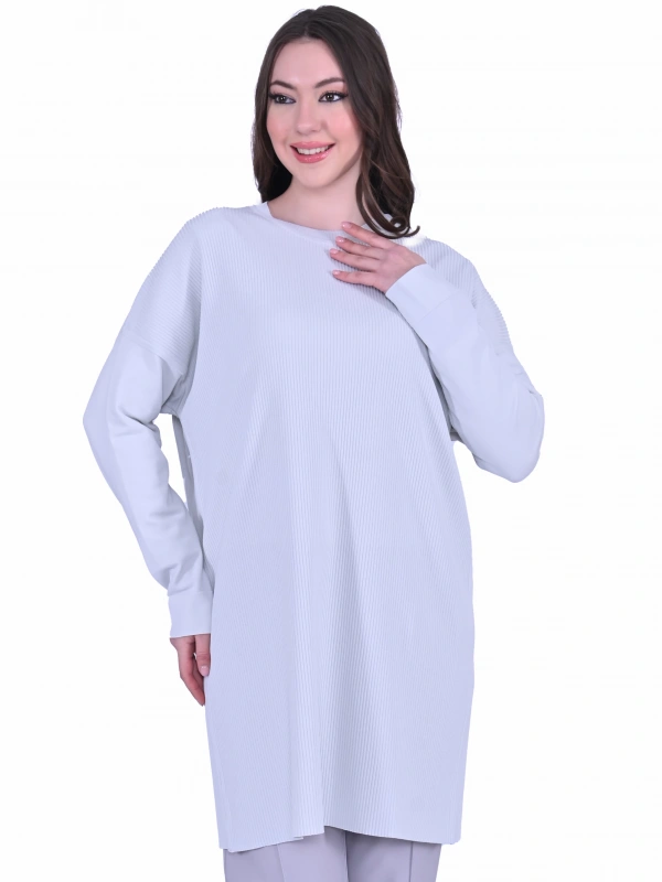 İNVEE 7014 Triko Tunik - Açık Gri