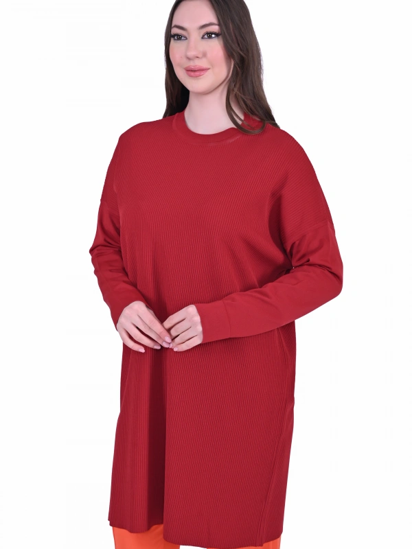 İNVEE 7014 Triko Tunik - Bordo