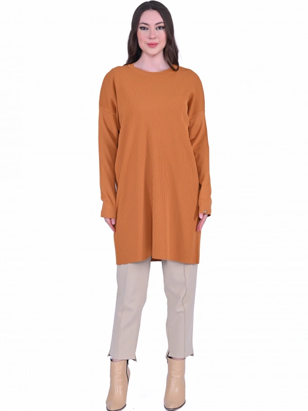 İNVEE 7014 Triko Tunik - Taba