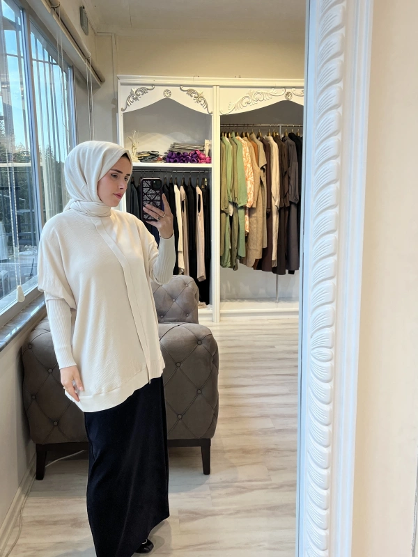 İNVEE 7015 Kloş Siyah Triko Etek