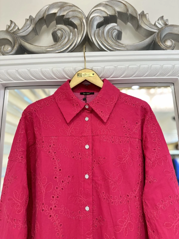 İNVEE 7019 Delik İşi Fuşya Gömlek
