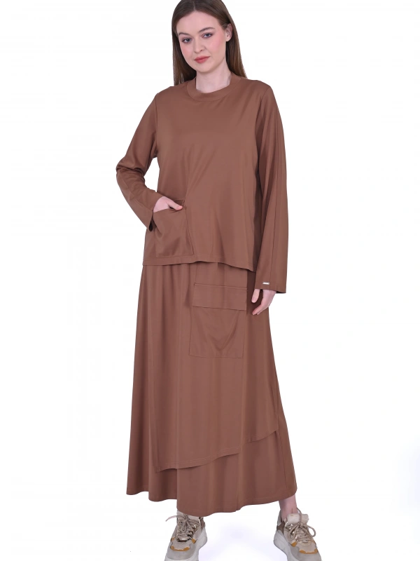 İNVEE Etekli Modal Takım - Kahve