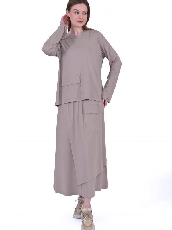 İNVEE Etekli Modal Takım - Vizon