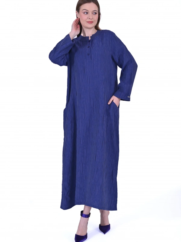 İNVEE 7026 Cepli Modal Elbise - İndigo