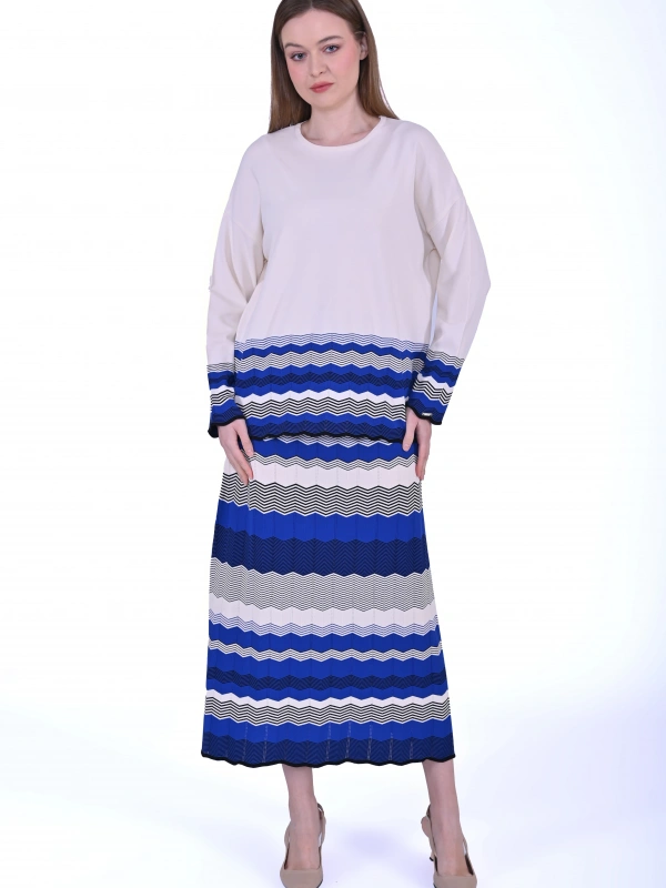 İNVEE 7028 Bej / Sax Triko Etek