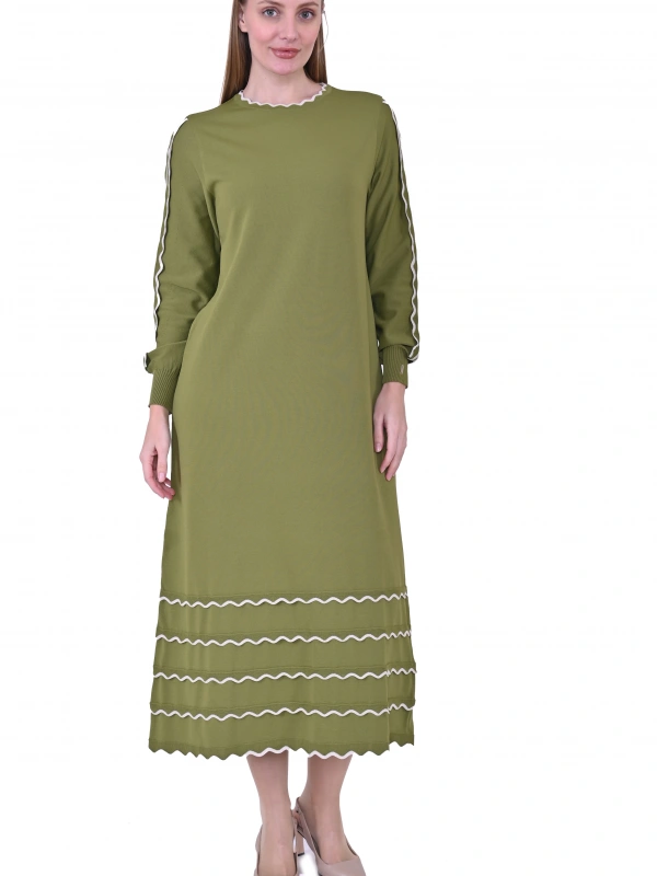 İNVEE 7030 Yeşil Triko Elbise
