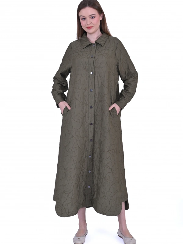 İNVEE Çıtçıt Kapamalı Kapitone Kap - Haki