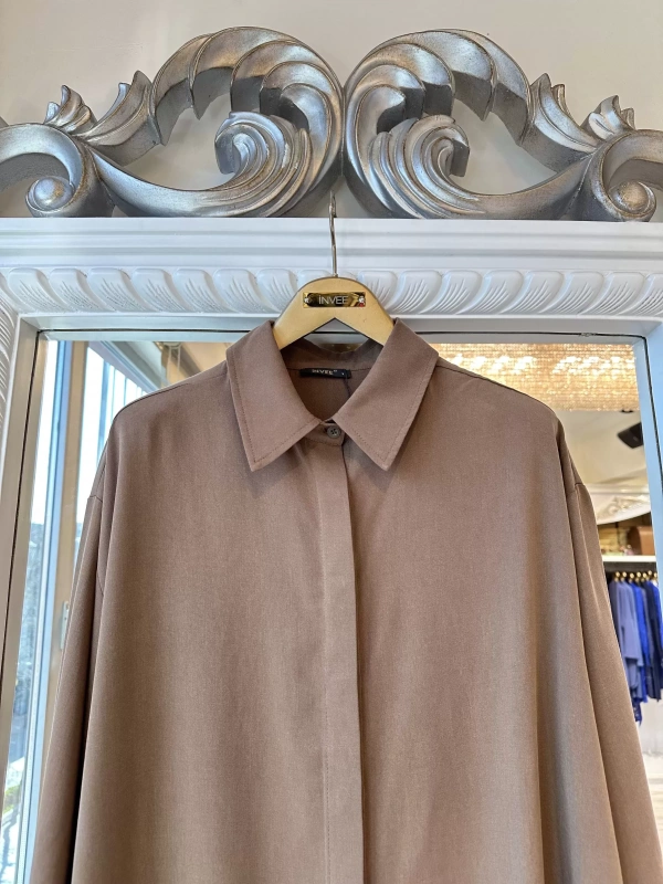 İNVEE 7094 Modal Gömlek - Kahverengi