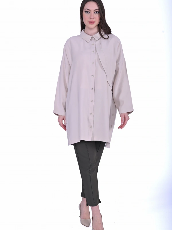 İNVEE 7053 Krem Gömlek