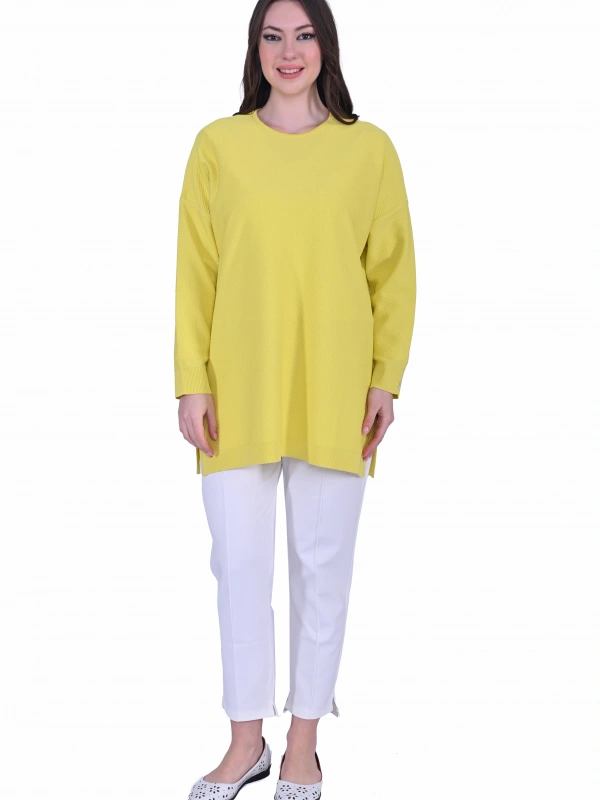 İNVEE 7059 Sarı Triko Tunik