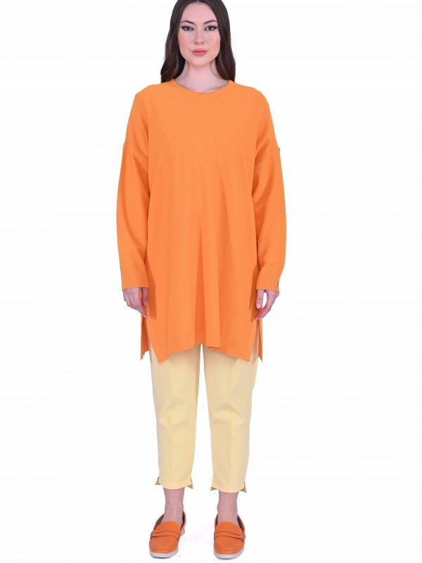 İNVEE 7059 Turuncu Triko Tunik