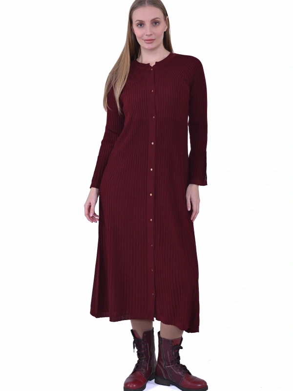 İNVEE 7073 Yün Karışımlı Hırka - Bordo