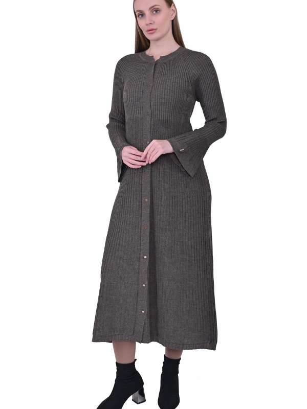 İNVEE 7073 Yün Karışımlı Hırka - Vizon