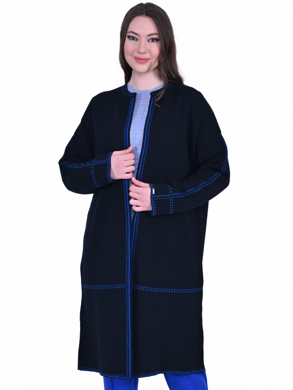 İNVEE 7076 Yün Karışımlı Lacivert Hırka