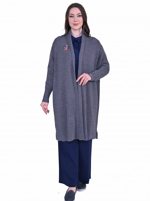 İNVEE 7077 Yün Karışımlı Gri Hırka