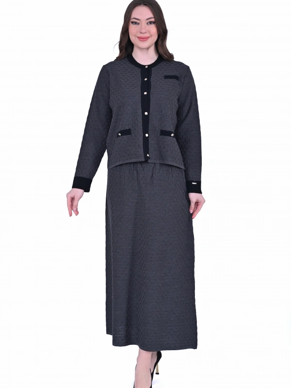 İNVEE 7080 Yün Karışımlı Triko Takım - Antrasit