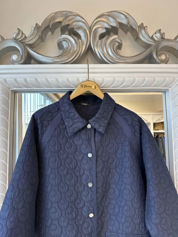 İNVEE Tam Boy Kapitone Pardesü - Lacivert