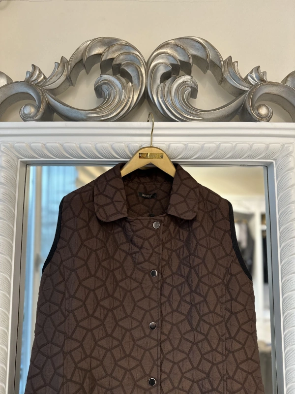 İNVEE 7099 Kapitone Yelek - Kahverengi