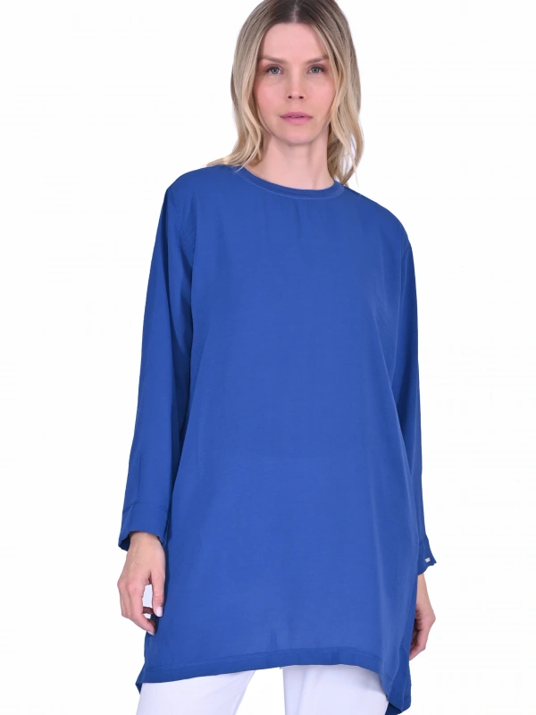 İNVEE 7104 Rahat Kalıp Caz Tunik - İndigo