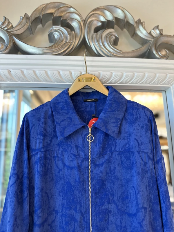 İNVEE Çiçek Desenli Lyocell Kap - Sax