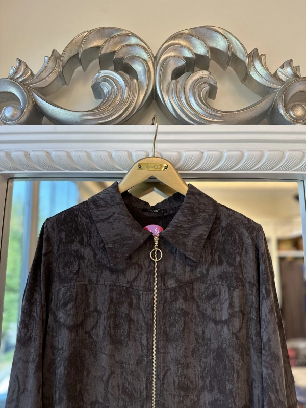 İNVEE Çiçek Desenli Lyocell Kap - Kahverengi