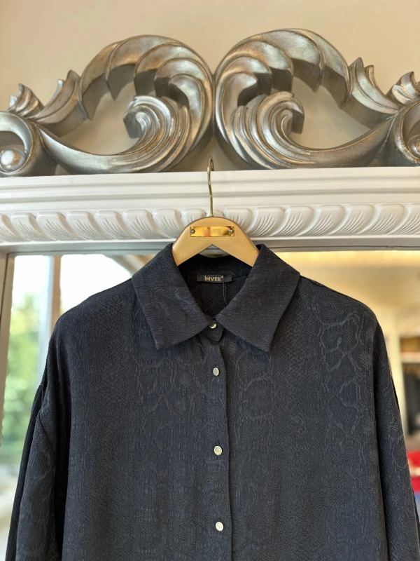 İNVEE Desenli Gömlek - Siyah