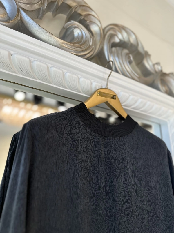 İNVEE 7136 Desenli Modal Elbise - Siyah