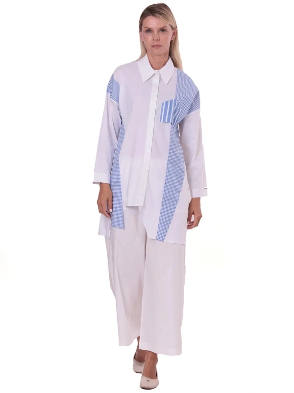 İNVEE 7138 Cep Detaylı Gömlek - Beyaz