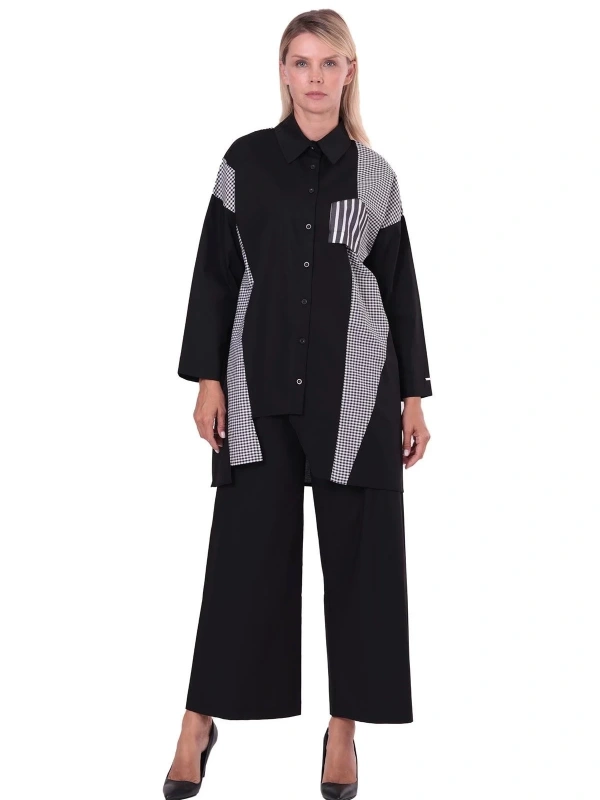 İNVEE 7138 Cep Detaylı Gömlek - Siyah