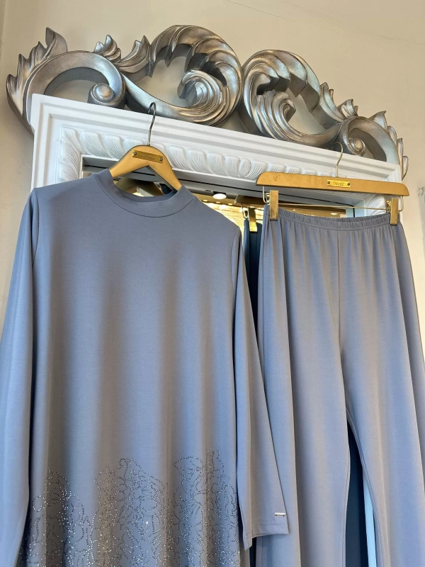 İNVEE Taş Baskılı Modal Takım - Gri