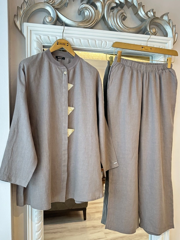 İNVEE 7145 Keten Takım - Vizon